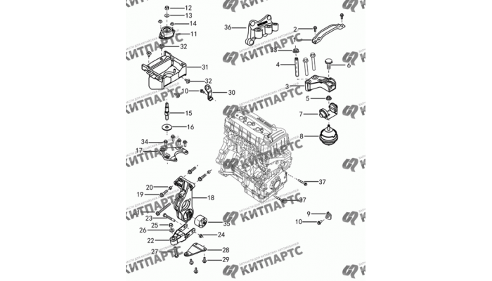 Подвеска двигателя с АКПП S30 (E-Teco) Dong Feng S30